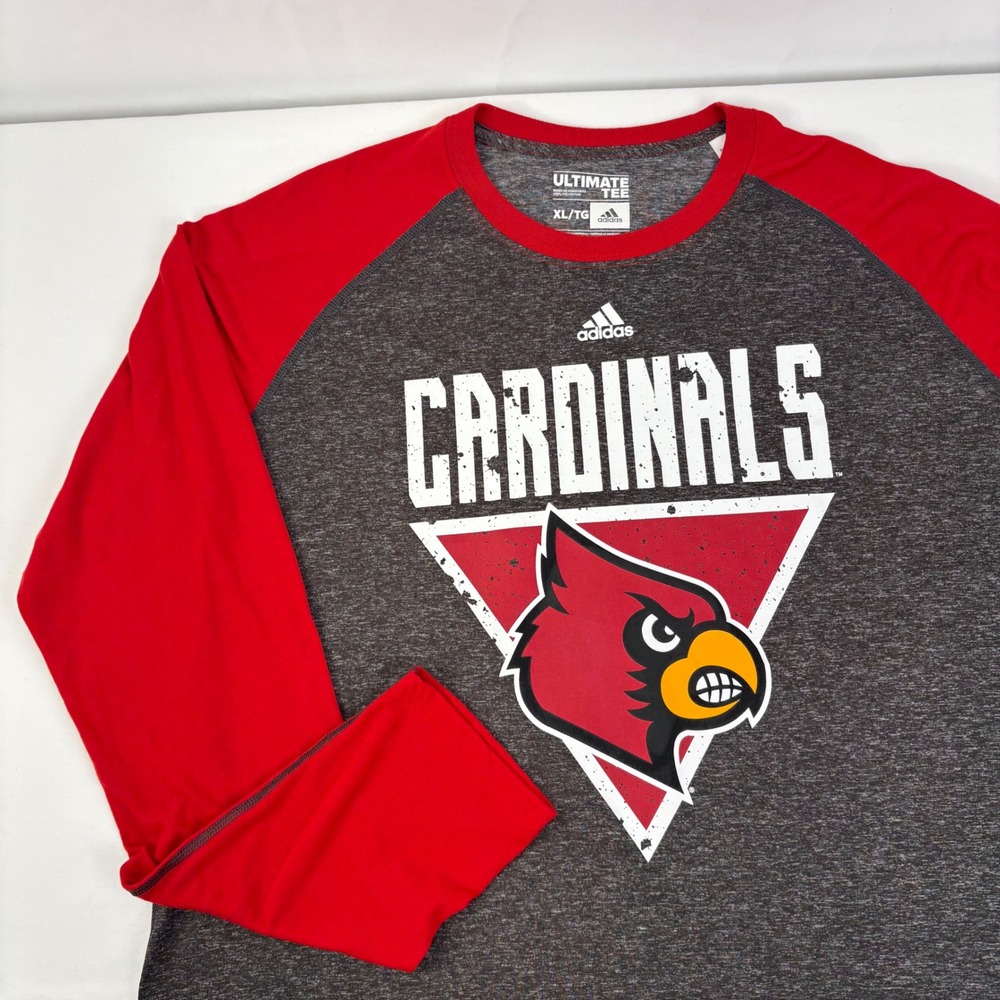 Adidas Louisville Cardinals Mens Ultimate Tee Long Sleeve‎ Raglan Shirt XL